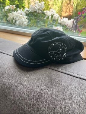 Black Casual Cap with Decorative Stud Detail